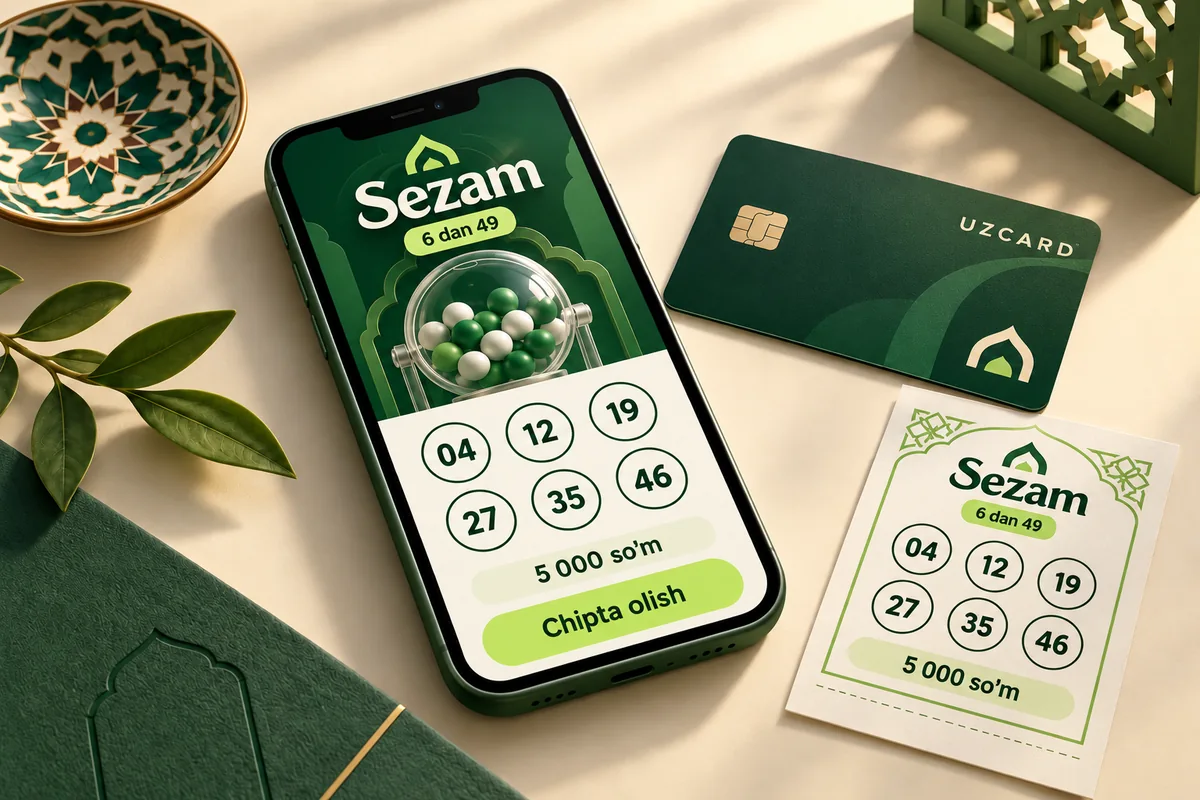 Sezam 6 из 49: пример выбора шести чисел на телефоне, цена билета и карта Uzcard